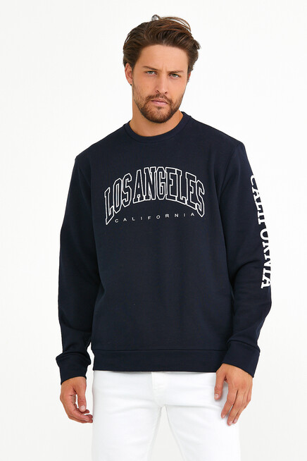 Süperlife Erkek Bisiklet Yaka Regular Fit Ön Ve Kol Baskılı İnce Sweatshirt SPR22SW133