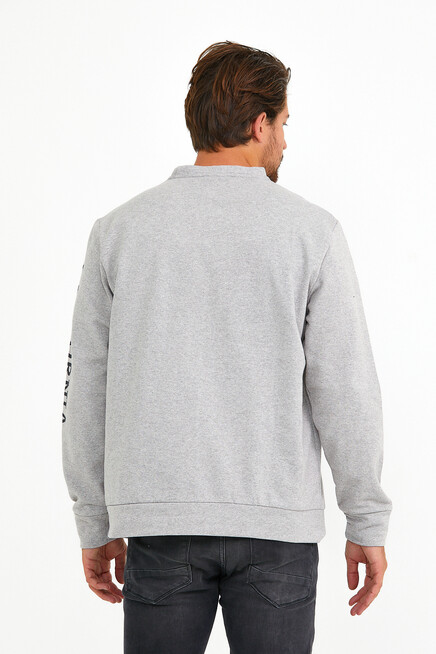 Erkek Bisiklet Yaka Regular Fit Ön Ve Kol Baskılı İnce Sweatshirt SPR22SW133