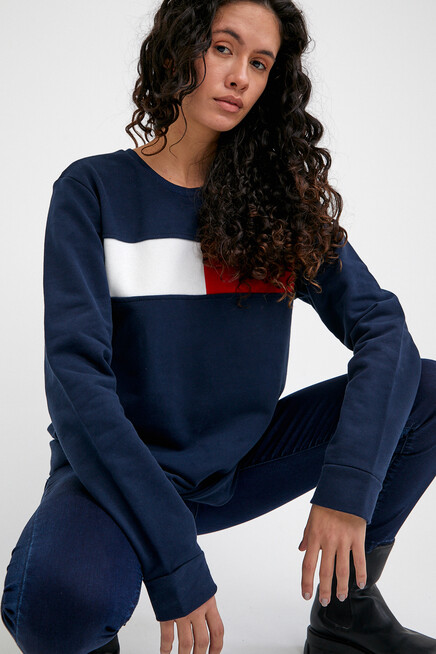 Kadın Bisiklet Yaka Garnili Oversize Fit İnce Sweatshirt SPR22SWK135