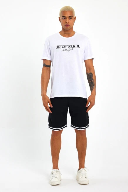 Süperlife Erkek Bisiklet Yaka Regular Fit Californıa Baskılı Tişort SPR23ts304