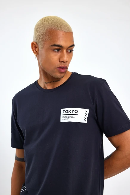 Erkek Bisiklet Yaka Regular Fit Tokyo Baskılı Tişort SPR23ts303