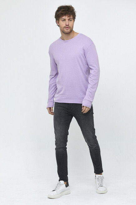 Erkek Bisiklet Yaka Slim Fit İnce Sweatshirt SPR 20K17