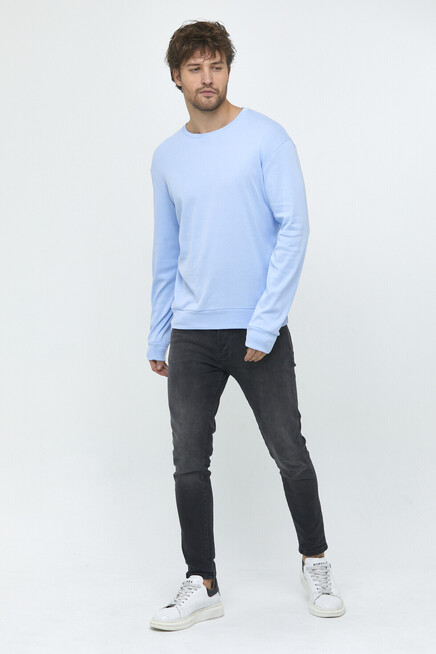 Erkek Bisiklet Yaka Slim Fit İnce Sweatshirt SPR 20K17