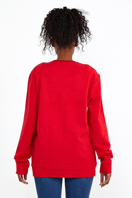 Süperlife Kadın Bisiklet Yaka Oversize Fit Tokya Baskılı İnce Sweatshirt SPR22SWK134