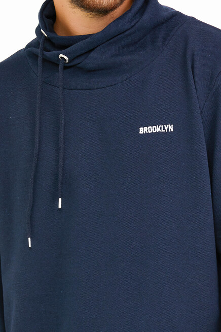 Erkek Şal Yaka Regular Fit Brooklyn Baskılı İnce Sweatshirt SPR22SW143