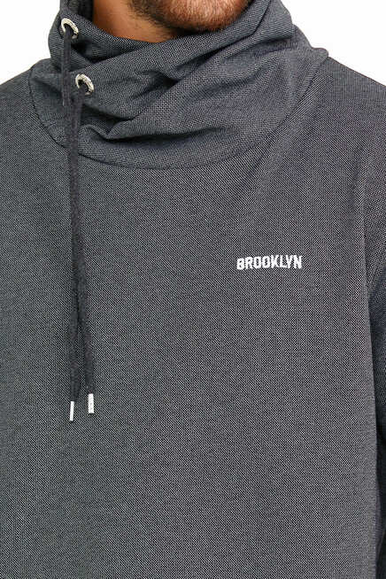 Erkek Şal Yaka Regular Fit Brooklyn Baskılı İnce Sweatshirt SPR22SW143