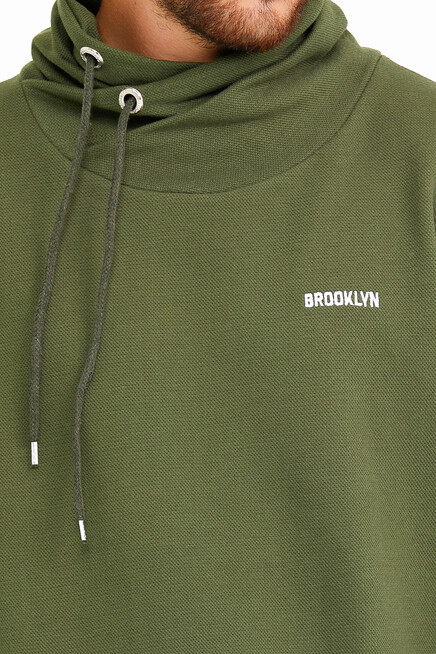 Erkek Şal Yaka Regular Fit Brooklyn Baskılı İnce Sweatshirt SPR22SW143