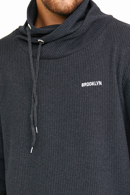 Erkek Şal Yaka Regular Fit Brooklyn Baskılı İnce Sweatshirt SPR22SW143