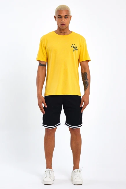 Süperlife Erkek Bisiklet Yaka Oversize Fit Baskılı Tişort spr23TS001