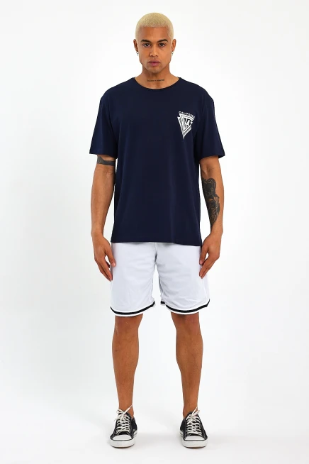 Süperlife Erkek Bisiklet Yaka Oversize Fit Baskılı Tişort spr23TS001