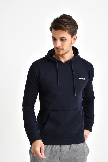 Kapşonlu Uzun Kollu Baskılı Dar Kalıp İnce Erkek Sweatshirt SPR 2019K61