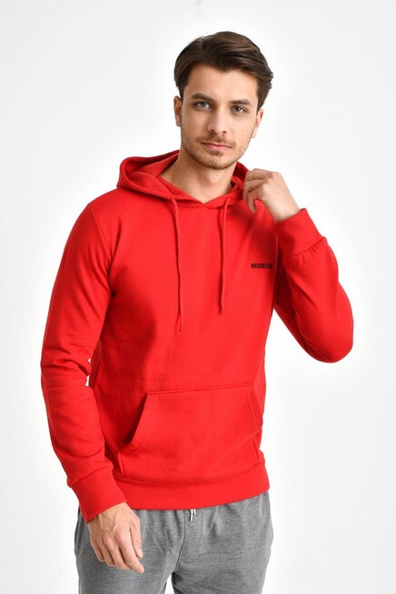 Kapşonlu Uzun Kollu Baskılı Dar Kalıp İnce Erkek Sweatshirt SPR 2019K61