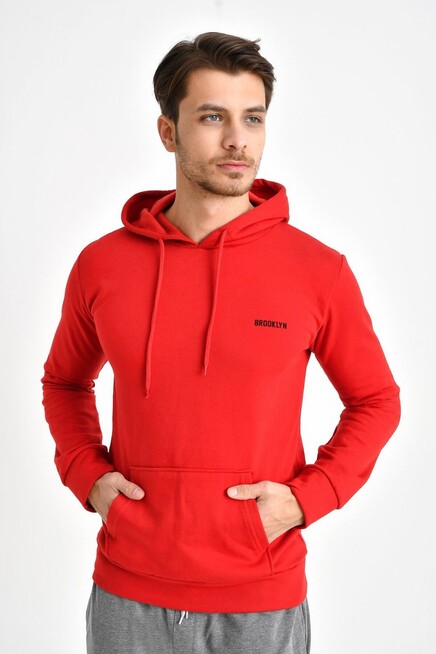 Kapşonlu Uzun Kollu Baskılı Dar Kalıp İnce Erkek Sweatshirt SPR 2019K61