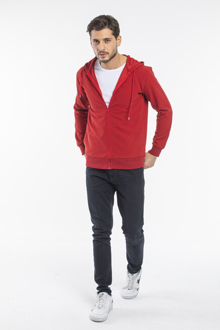 Süperlife Erkek Kapşonlu Regular Fit Yan Cepli İnce Hırka SPR 20K62