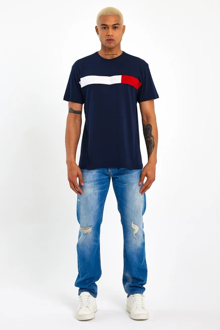 Süperlife Erkek  Bisiklet Yaka Regular Fit Garnili  Tişort SPR23TS301