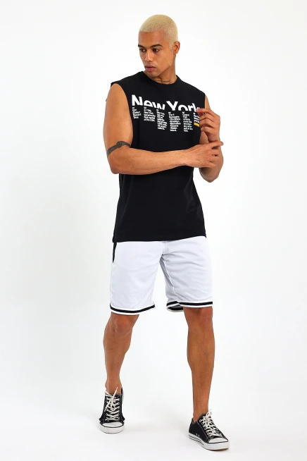 Erkek Bisiklet Yaka Regular Fit New York Baskılı Tişort SPR22TS125