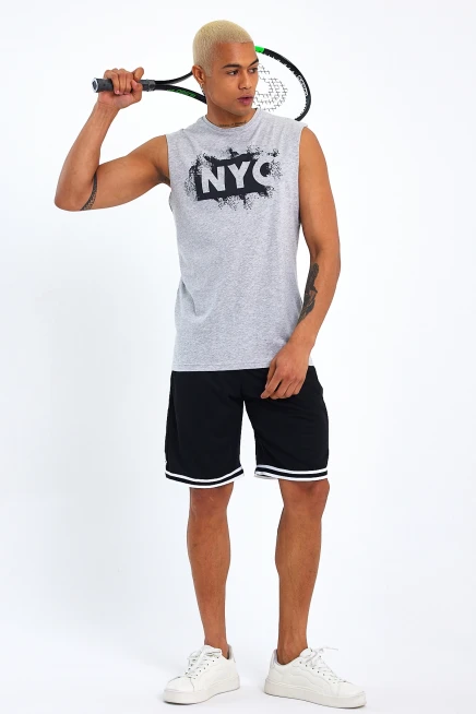 Erkek Bisiklet Yaka Regular Fit NYC Baskılı Tişort SPR22TS124