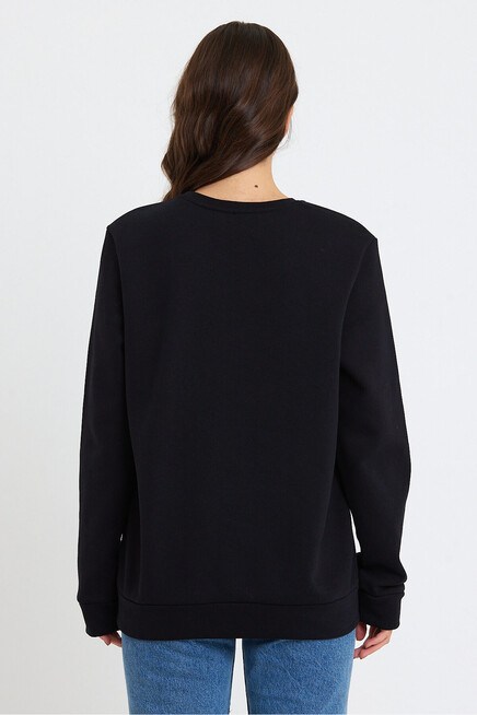 Süperlife Kadın Bisiklet Yaka Oversize Fit Brooklyn Baskılı İnce Sweatshirt SPR23SWK330