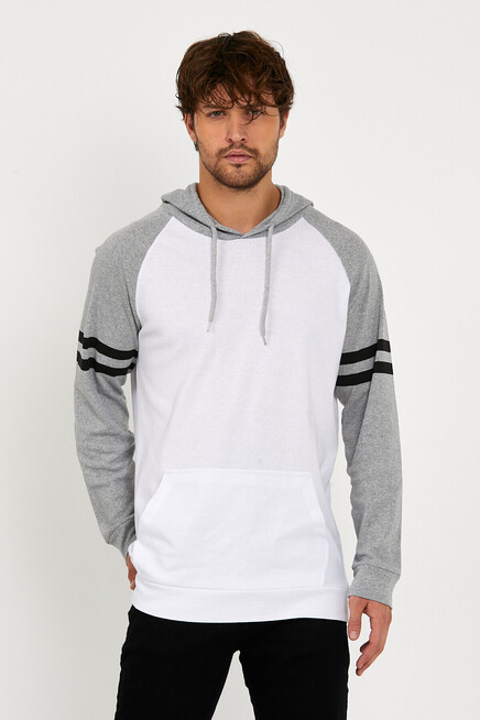 Süperlife Erkek Kapşonlu Regular Fit Kol Baskılı Sweatshirt İnce SPR22SWK105