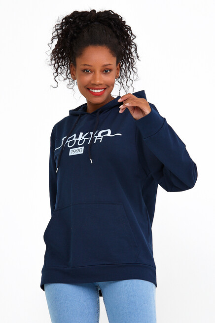 Süperlife Kadın Kapşonlu Regular Fit Tokya Baskılı İnce Sweatshirt SPR22SWK164