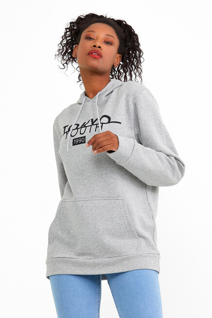 Süperlife Kadın Kapşonlu Regular Fit Tokya Baskılı İnce Sweatshirt SPR22SWK164