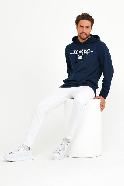 Süperlife Erkek Kapşonlu Regular Fit Tokyo Baskılı İnce Sweatshirt SPR22SW164