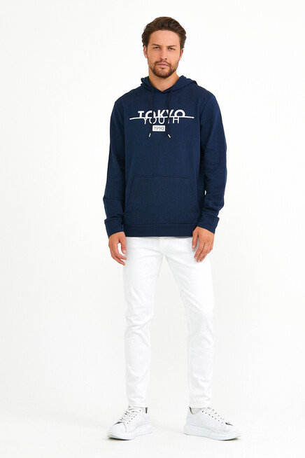 Erkek Kapşonlu Regular Fit Tokyo Baskılı İnce Sweatshirt SPR22SW164