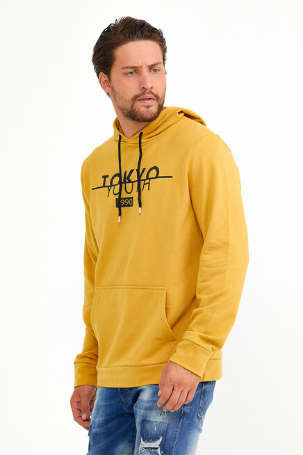 Erkek Kapşonlu Regular Fit Tokyo Baskılı İnce Sweatshirt SPR22SW164