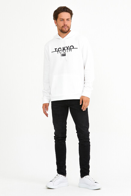 Erkek Kapşonlu Regular Fit Tokyo Baskılı İnce Sweatshirt SPR22SW164