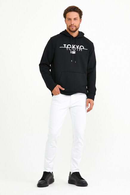 Erkek Kapşonlu Regular Fit Tokyo Baskılı İnce Sweatshirt SPR22SW164