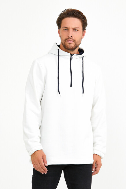 Süperlife Erkek Kapşonlu Regular Fit Yarım Fermuarlı İnce Sweatshirt SPR22SW170