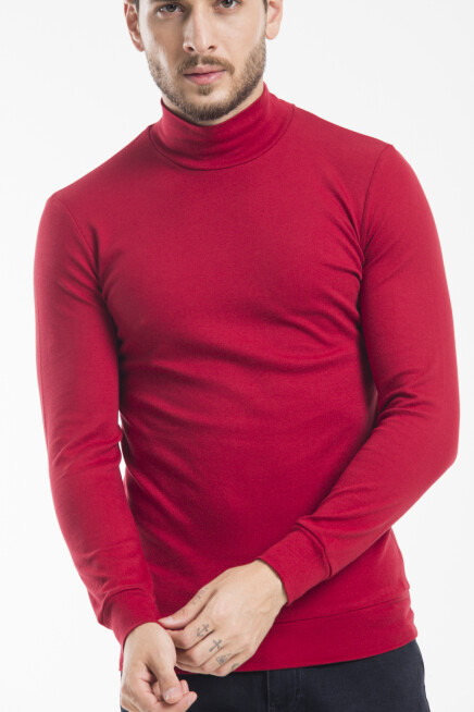 Süperlife Balıkcı Yaka Uzun Kollu Dar Kalıp İnce Erkek Sweatshirt SPR 2019K21