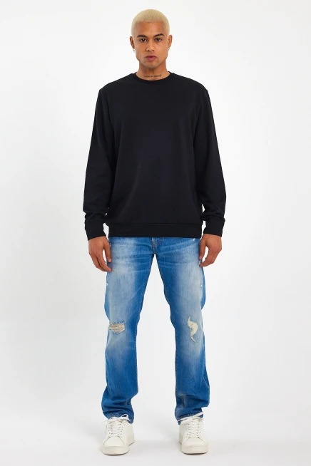 Süperlife Erkek Bisiklet Yaka Regular Fit İnce Sweatshirt SPR 20K30