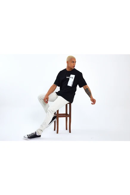 Süperlife Erkek Bisiklet Yaka Slim Fit Baskılı Tişort SPR21Y21 