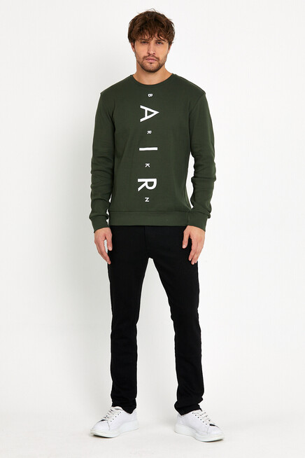 Süperlife Erkek Bisiklet Yaka Slim fit Air Baskılı İnce Sweatshirt SPR22sw101
