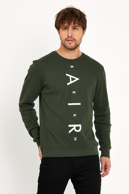 Erkek Bisiklet Yaka Slim fit Air Baskılı İnce Sweatshirt SPR22sw101