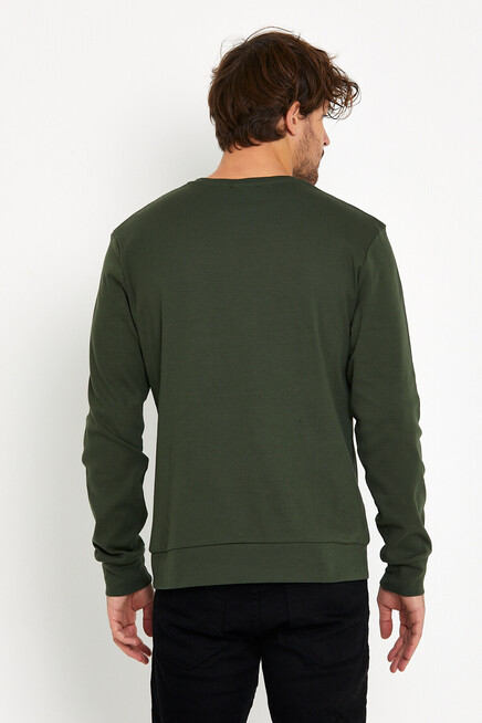 Erkek Bisiklet Yaka Slim fit Air Baskılı İnce Sweatshirt SPR22sw101