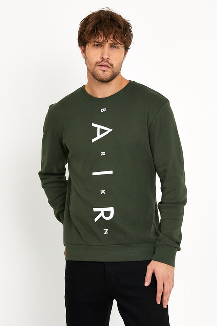 Erkek Bisiklet Yaka Slim fit Air Baskılı İnce Sweatshirt SPR22sw101