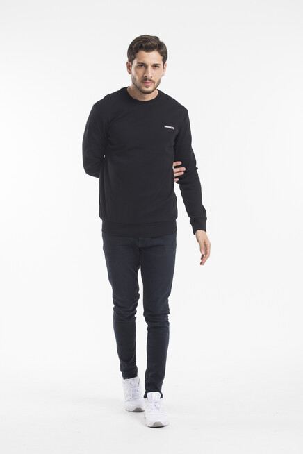 Erkek Bisiklet Yaka Slim Fit Brooklyn Baskılı Sweatshirt SPR22SW18