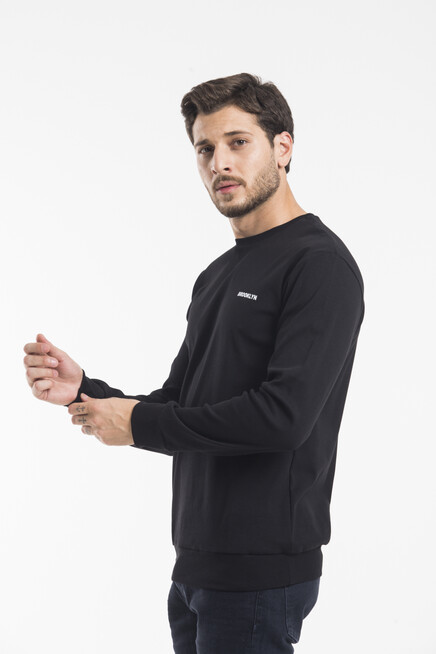 Erkek Bisiklet Yaka Slim Fit Brooklyn Baskılı Sweatshirt SPR22SW18