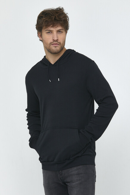 Erkek Kapüşonlu Slim Fit Basic Sweatshirt SPR22SW925