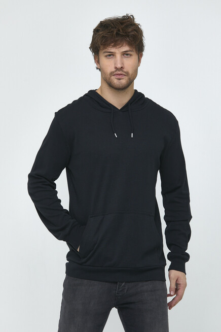 Erkek Kapüşonlu Slim Fit Basic Sweatshirt SPR22SW925