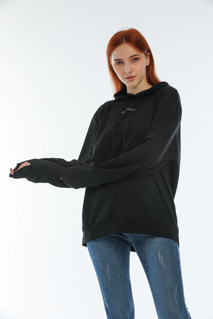 Kadın Kapüşonlu Oversize Brooklyn Baskılı İnce Sweatshirt SPR22SWK161