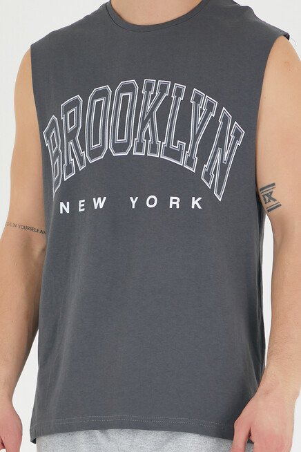 Erkek Bisiklet Yaka Regular Fit  Brooklyn Baskılı  Tişört SPR22TS116