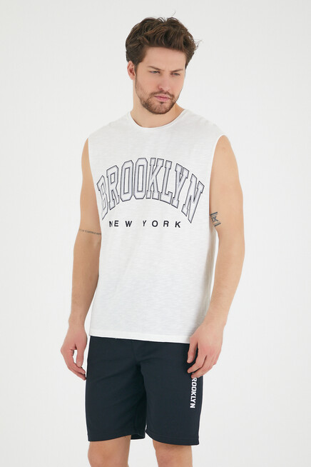 Erkek Bisiklet Yaka Regular Fit  Brooklyn Baskılı  Tişört SPR22TS116