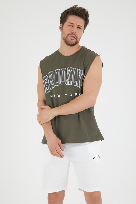 Erkek Bisiklet Yaka Regular Fit  Brooklyn Baskılı  Tişört SPR22TS116