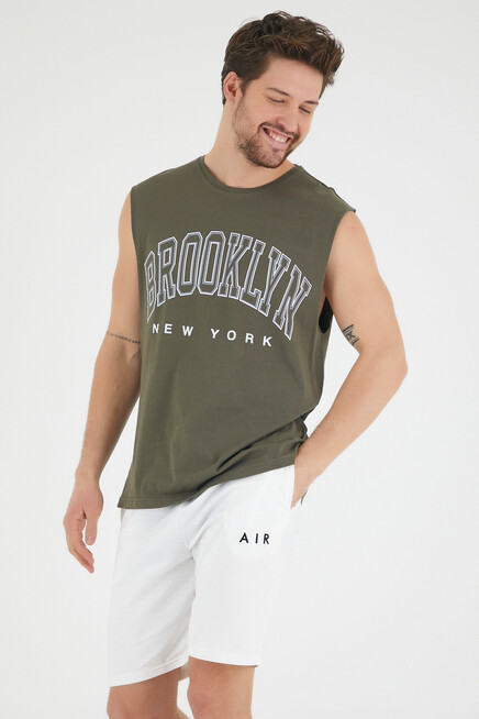 Erkek Bisiklet Yaka Regular Fit  Brooklyn Baskılı  Tişört SPR22TS116