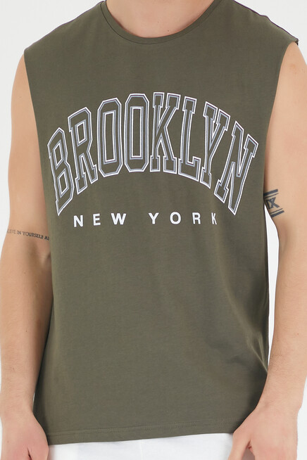 Erkek Bisiklet Yaka Regular Fit  Brooklyn Baskılı  Tişört SPR22TS116