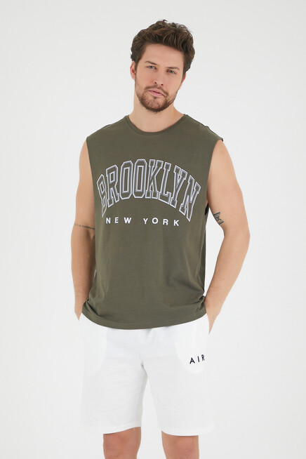 Erkek Bisiklet Yaka Regular Fit  Brooklyn Baskılı  Tişört SPR22TS116