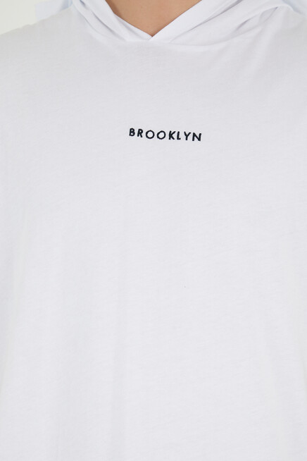 Erkek Kapşonlu Regular Fit Brooklyn Baskılı Tişört SPR22TS121